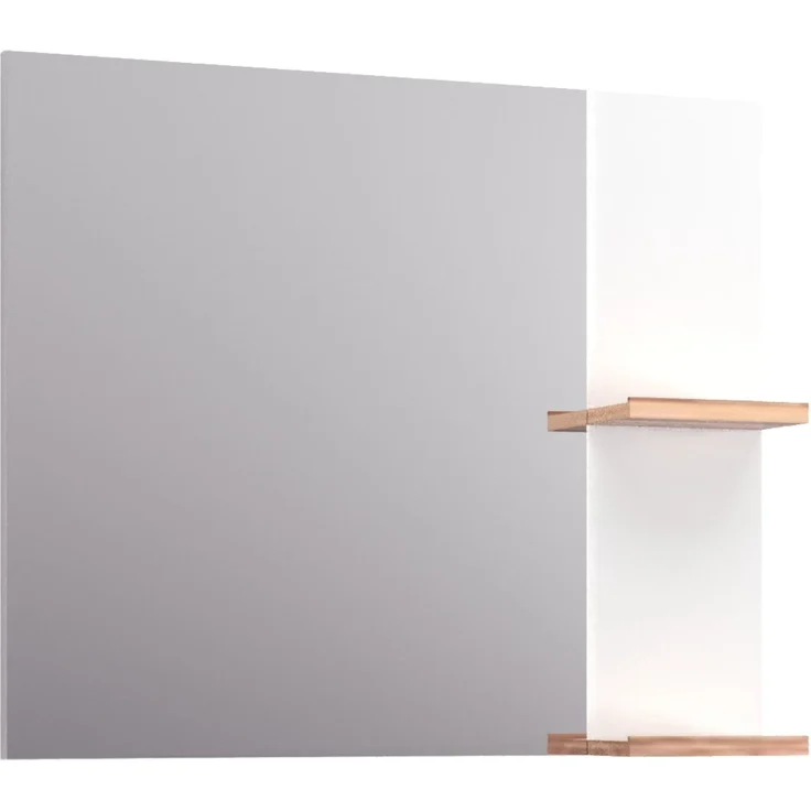 BADEDU HIERA Spiegel 79 cm breit, Weiß, zwei Ablagen – Bild 1