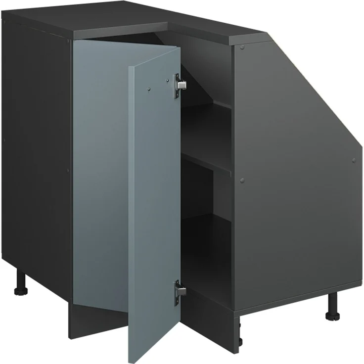Eck-Küchenschrank für Dachschrägen R-Line Blau-Grau 75.6 cm mit 1 Tür Vicco – Bild 4