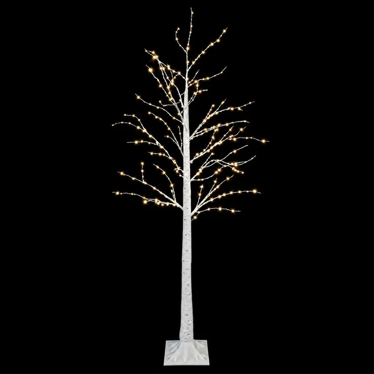 vidaXL Birken-Weihnachtsbaum Weiß 22 x 22 x 180 cm Kunststoff 319 LEDs 42055355 – Bild 4
