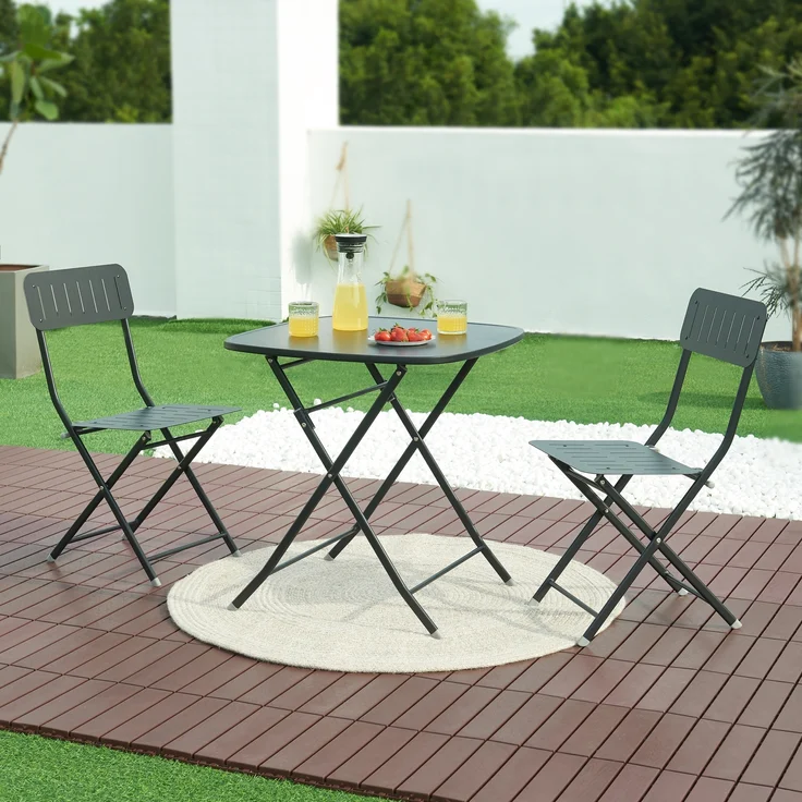 Klappstuhl Sande 2er Set Stahl Schwarz [en. casa] – Bild 3