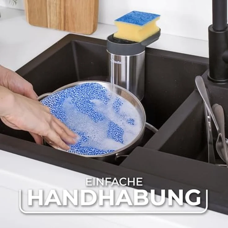 Vileda Küchenorganizer-Set Schwammhalter Spülbecken Edelstahl, (Set, Set), mit Saugnapf, Robust – Bild 6