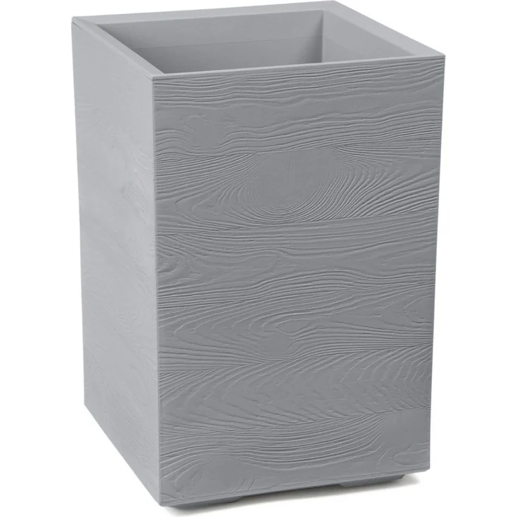 LAMELA Pflanzkübel mit Rollen Höhe 60 cm, 36L – Blumentopf aus Kunststoff in Holzoptik – Übertopf mit Wasserablauf – Modern für Innen & Außen - Wetterfest & Pflegeleicht, Grau – Bild 1