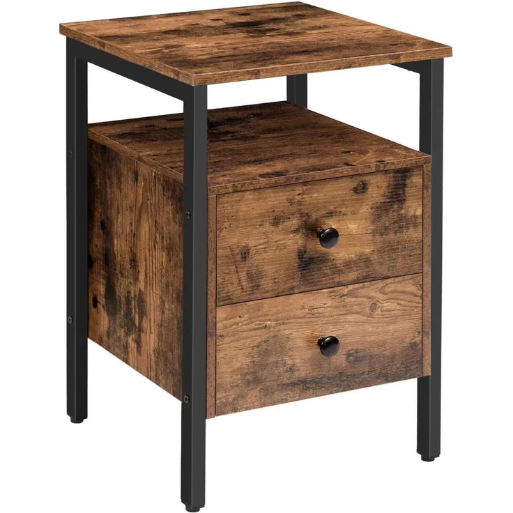 Nachttisch Beistelltisch Schubladen Nachtschrank 40x40x61cm Vintage