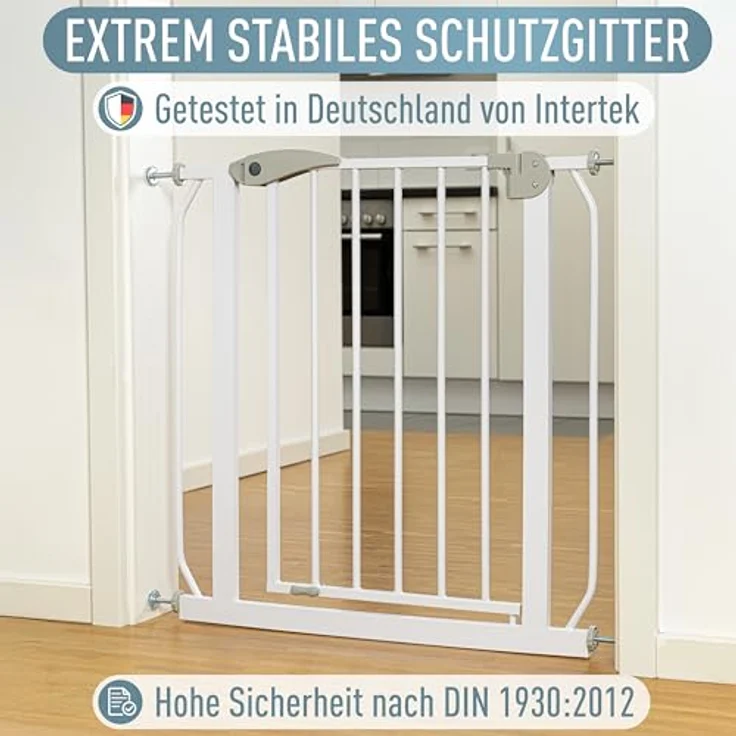 ib style® Berrin ! PREISSIEGER ! Treppengitter 58-175 cm | Ohne Bohren |Auto-Close| 90° Stop | Einhand Bedienung | 68-76 cm – Bild 3
