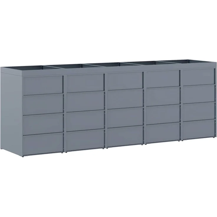 vidaXL Wagenmüllbehälter für 5 Behälter Hellgrau 340 x 77,5 x 121,5 cm 3394751 – Bild 9