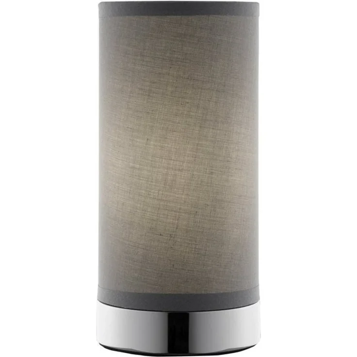 casa NOVA Tischleuchte RONNY, 1-flammig, Grau, Silberfarben, H 20 cm, ohne Leuchtmittel, Stoffschirm, Metallgestell – Bild 2
