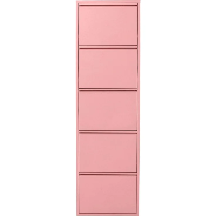 Kare Design Schuhschrank Caruso, Rosa, Stahl, mit 5 Klappen, Schuhablage für 10 Paar Schuhe, schmal, platzsparend, hoch, Schuhregal, Eingangsbereich, 170 x 50 x 15 cm (H/B/T) – Bild 1