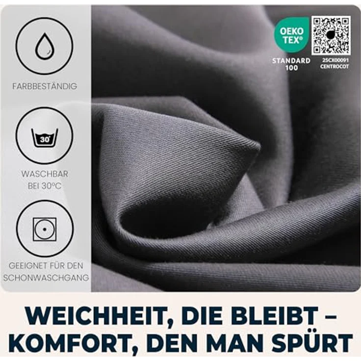 Flowen Spannbettlaken 120x200 cm Mikrofaser Dunkelgrau, atmungsaktiv, hypoallergen, anti-milbe, 30 cm Tiefe, maschinenwaschbar – Bild 3