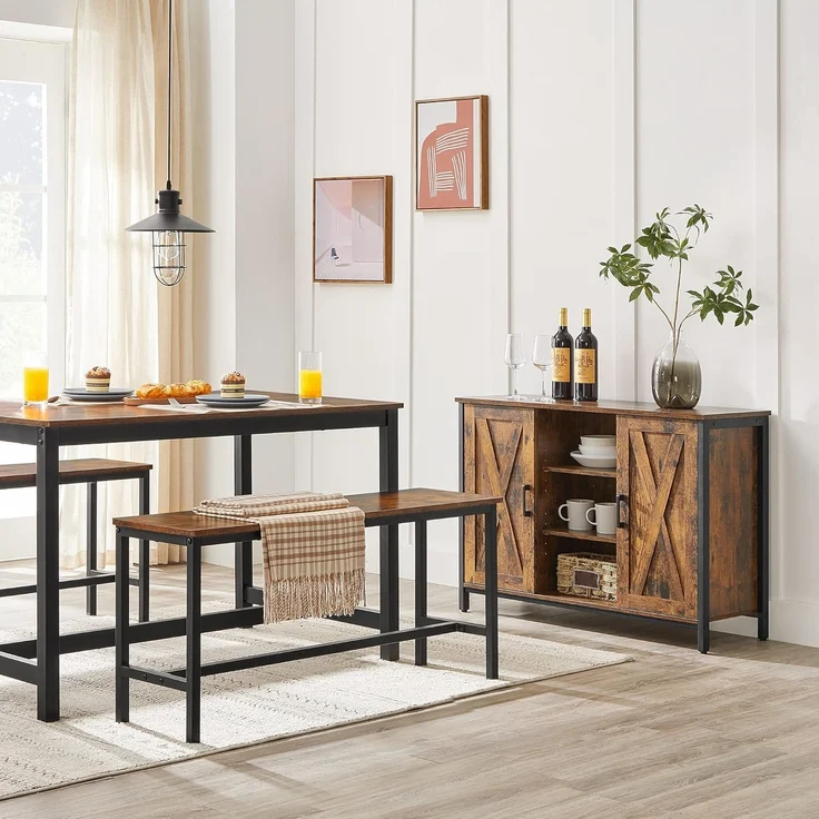 Vasagle Sitzbänke für Esszimmertisch, 2er Set, Küchenbänke, Esstischbänke, 108x32. 5x50 cm, Küche, Esszimmer, stabiles Eisengestell, Industrie-Design, Vintage, Dunkelbraun von Songmics KTB33X – Bild 5