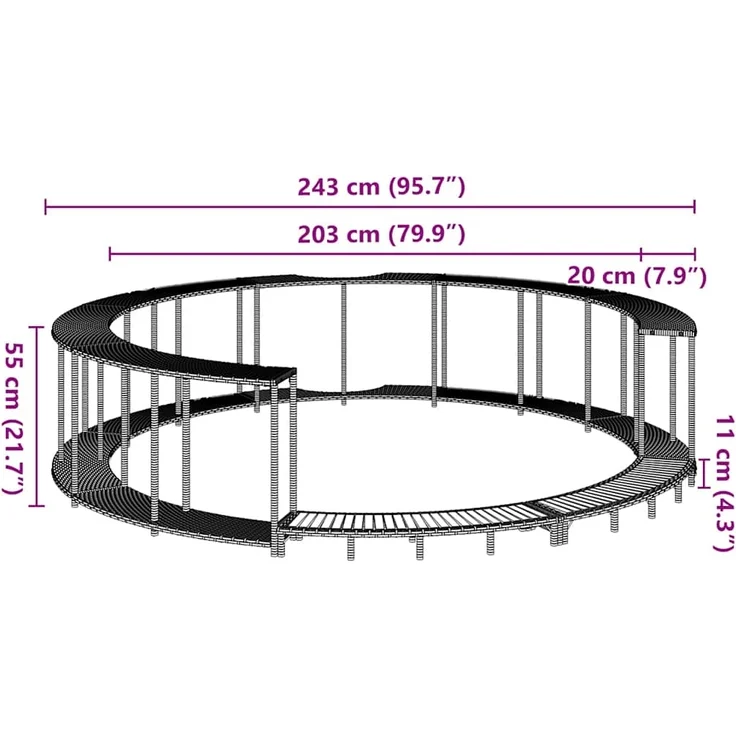 vidaXL Whirlpool-Umrandung mit Stauraum Holztreppe Schwarz Poly Rattan 365610 – Bild 9