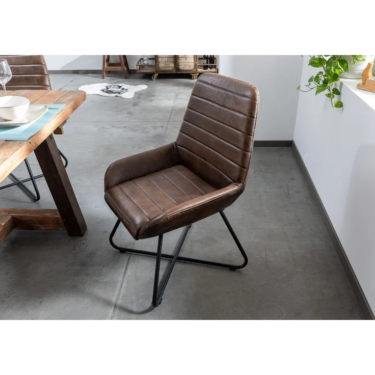 Stuhl Echtleder 59x68x93 dunkelbraun IRON LABEL #16 – Bild 2