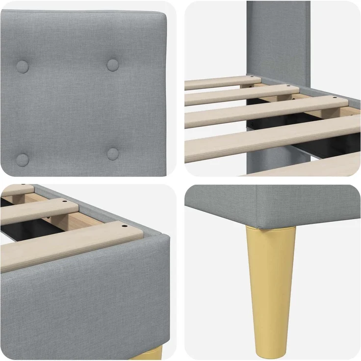 vidaXL Bettrahmen mit Kopfteil Hellgrau 120x190 cm Stoff 42027779 – Bild 7