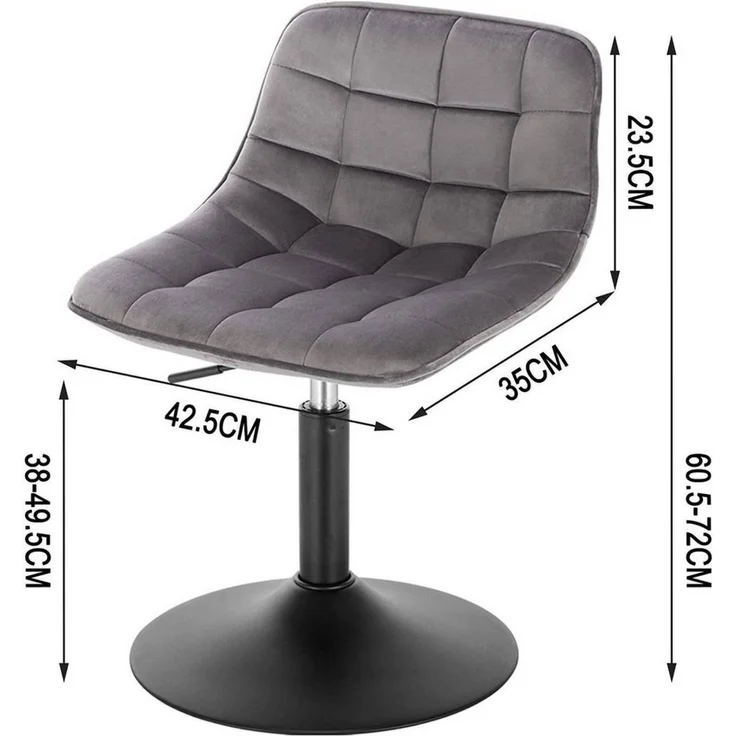 Woltu Drehhocker (1 St), Schminkhocker 360° Schwenken Samt Sitz 38-49.5cm Hoch dunkelgrau – Bild 2