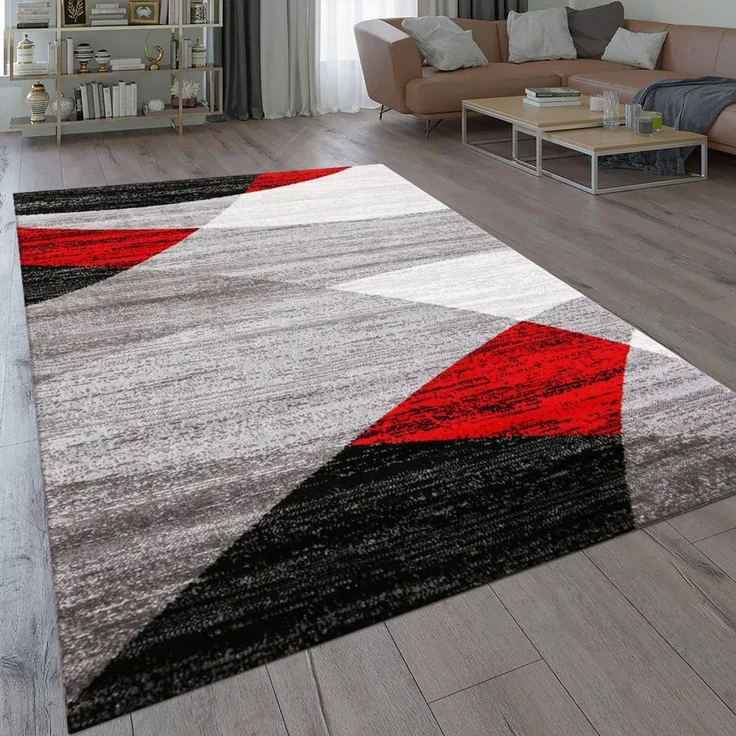 Vimoda Läufer Wohnzimmer Teppich Kurzflor, geometrisches Look, Rechteckig, Höhe: 5 mm, Läufer Moderner Meliert Muster für Küche und Schlafzimmer – Bild 2