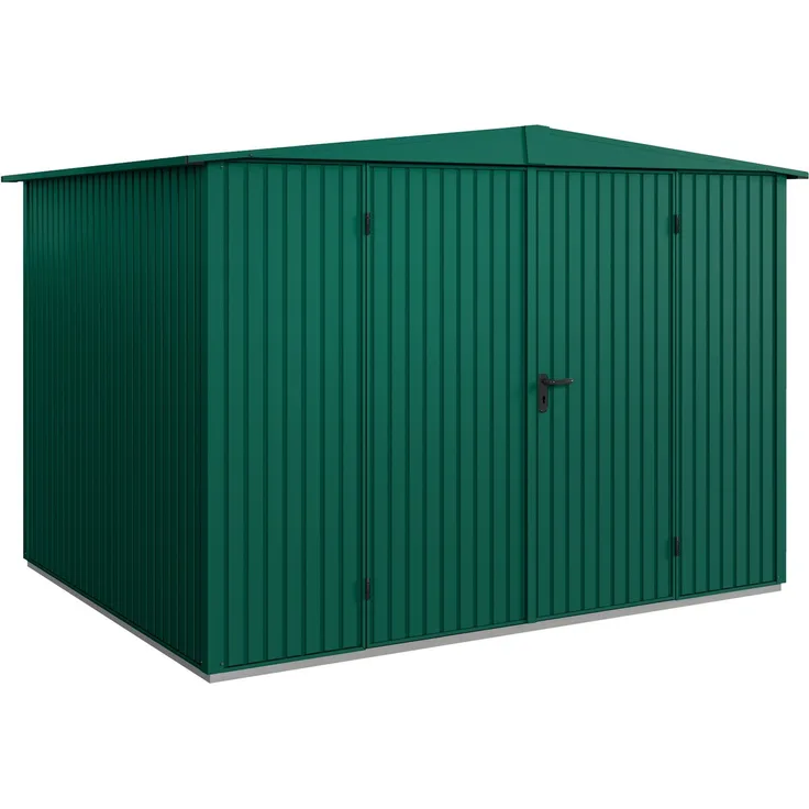 Hörmann Ecostar Metall-Gerätehaus Trend mit Satteldach Typ 3, 238x303 cm , moosgrün, 7,2 m²,2-flüglige Tür
