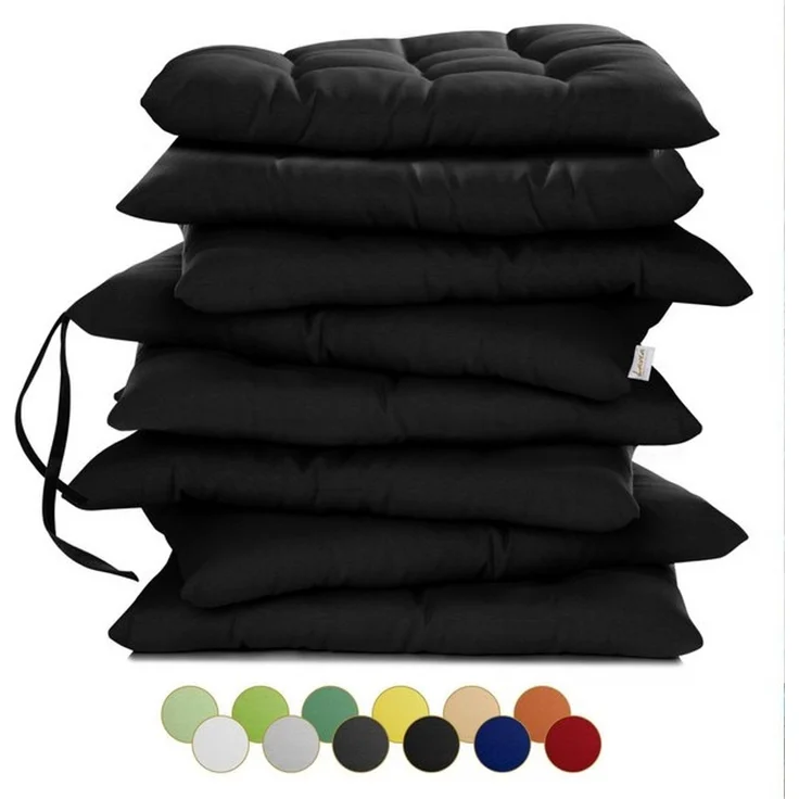 Lavea Stuhlkissen MONACO - weich gepolsterten Sitzkissen Set (4er & 8er), 40x40x3 cm, mit Stoffbändern, Indoor & Outdoor, für Garten & Balkon – Bild 4