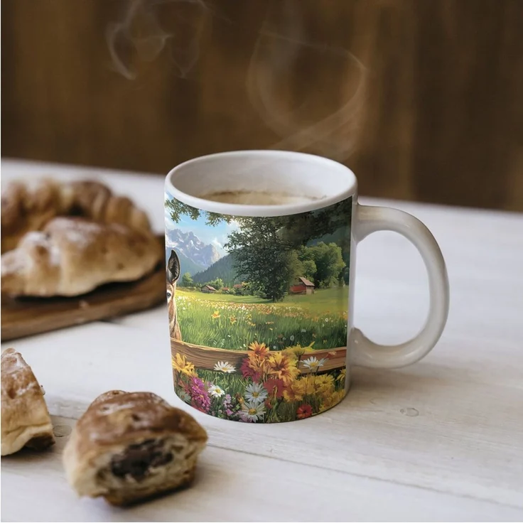 MuchoWow Tasse Esel - Blumen - Sommer, 1-tlg, Keramik, Kaffeetassen, Teetasse, Becher, Kaffeebecher, Geschenk – Bild 4