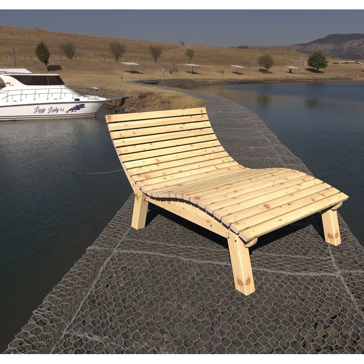 Gartenliege Relaxliege "Liege-Franzi" (Lärche) Breite 140cm Einstiegshöhe 40cm mit Füßen – Bild 2