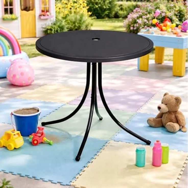 Runder Gartentisch Campingtisch Outdoortisch Kindertisch Ø50cm Schwarz – Bild 3