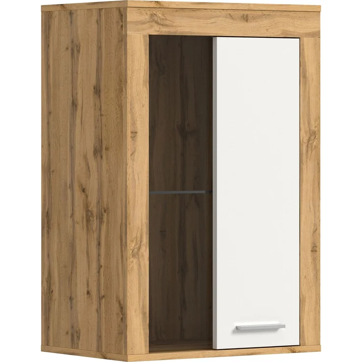 xonox. home Wohnen Jam X8BK6T40 Vitrine Glasvitrine Dekoschrank Glas-Kommodein weiß Melamin/Wotan Eiche Melamin, ca. B/H/T: 600 x 86 x 35 cm – Bild 3