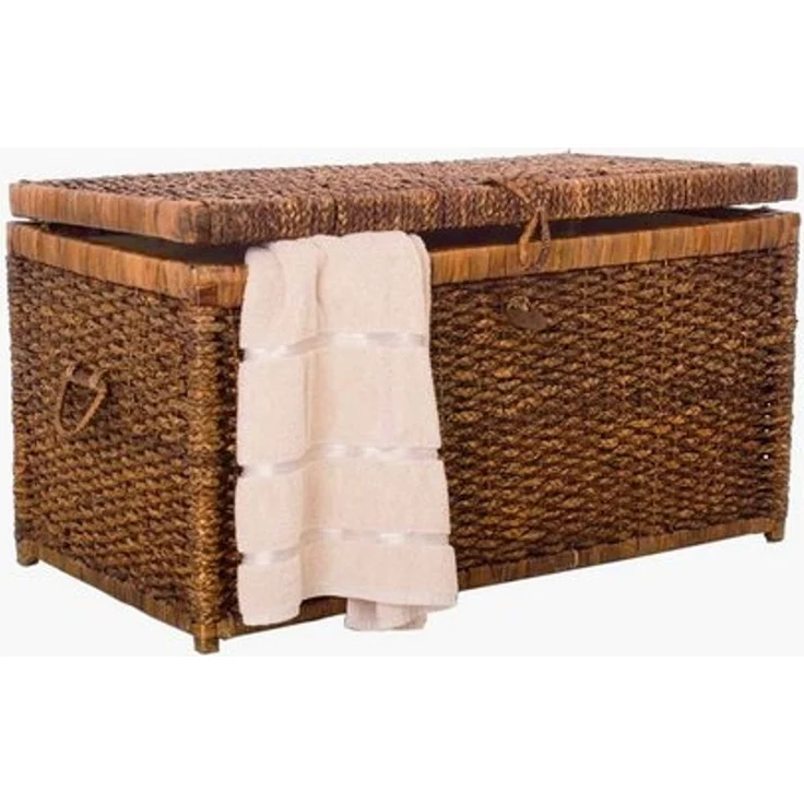 VIVANNO Wäschetruhe Wasserhyazinthe LEA Rechteckig, Braun Geflochten 84x45x45 cm – Bild 4