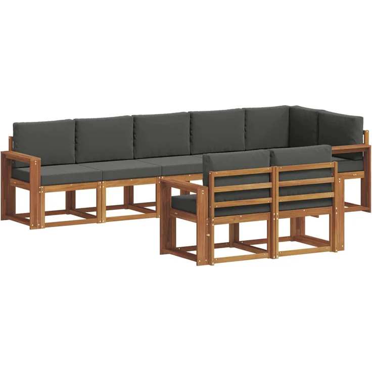 vidaXL Outdoor-Sofagarnitur mit Kissen 8 pcs Natur und Anthrazit 3366575 – Bild 2