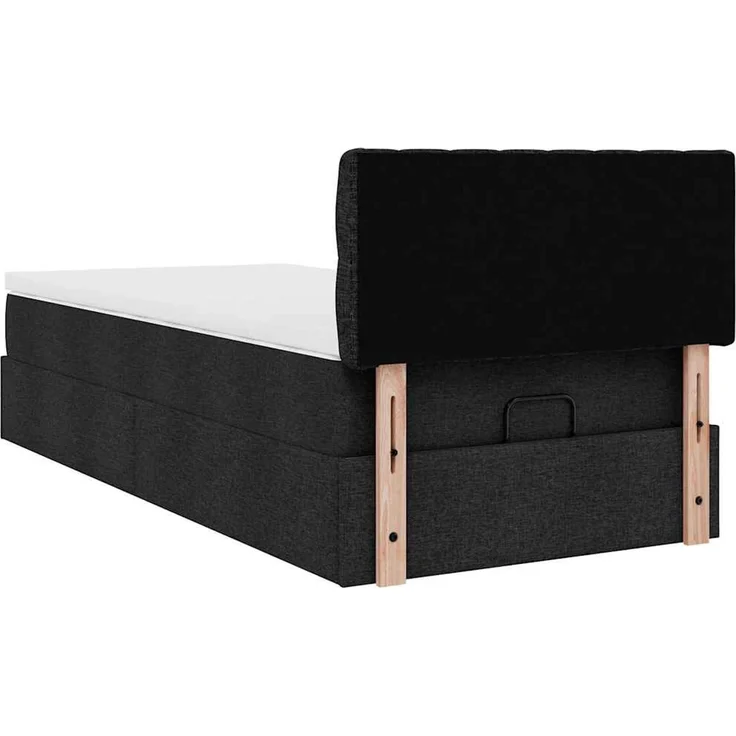 vidaXL Ottoman-Bett mit Matratze & LEDs Schwarz 90x200 cm Stoff 3312362 – Bild 9