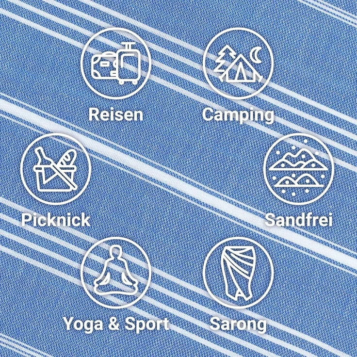LeStoff Premium Hamamtuch - Vielseitig, Nachhaltig, Saugstark & Schnelltrocknend - 100% Bio-Baumwolle - Strand, Bade, Dusch, Yoga, Spa & Reise-Tuch (95x180 cm, Sky Blue) – Bild 4
