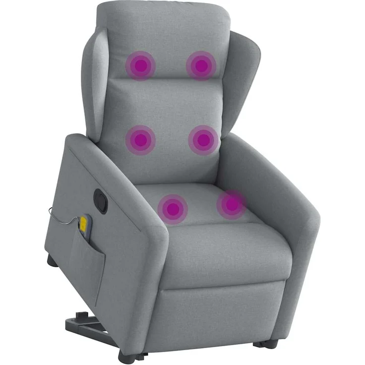 vidaXL Massagesessel mit Aufstehhilfe Hellgrau Stoff 3303144 – Bild 2