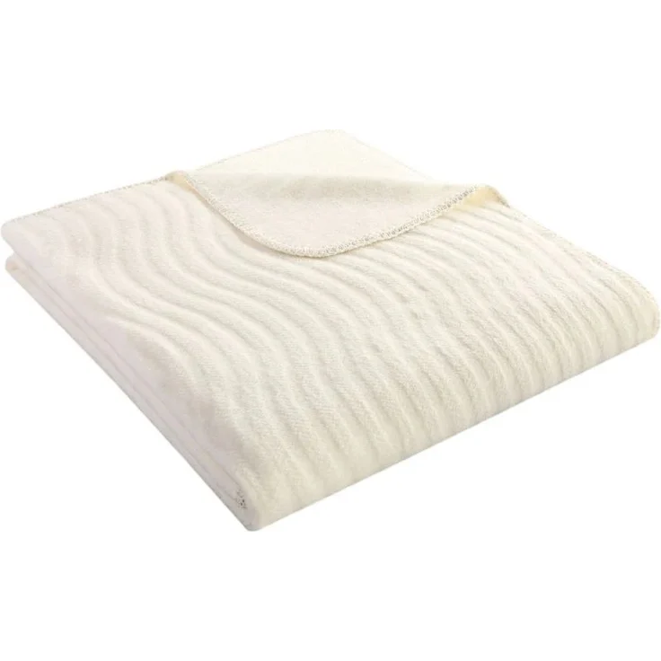 Biederlack Wohndecke Kuscheldecke 150x200 Nuance Struktur Wellen uni beige 16313 – Bild 1