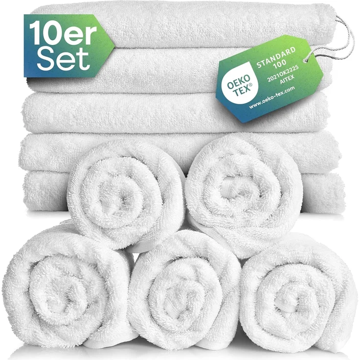 Slummer Seiftuch 10er Set Seiftücher Gesichtshandtücher 30x30 cm Waschlappen, Frottier - 100% Baumwolle (Set, 10-St), Gesichtstuch – Bild 1