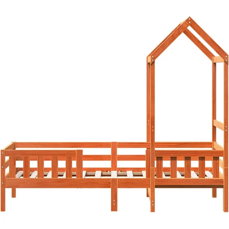 vidaXL Massivholzbett mit Dach Wachsbraun 90x190 cm Kiefer 3282167 – Bild 6