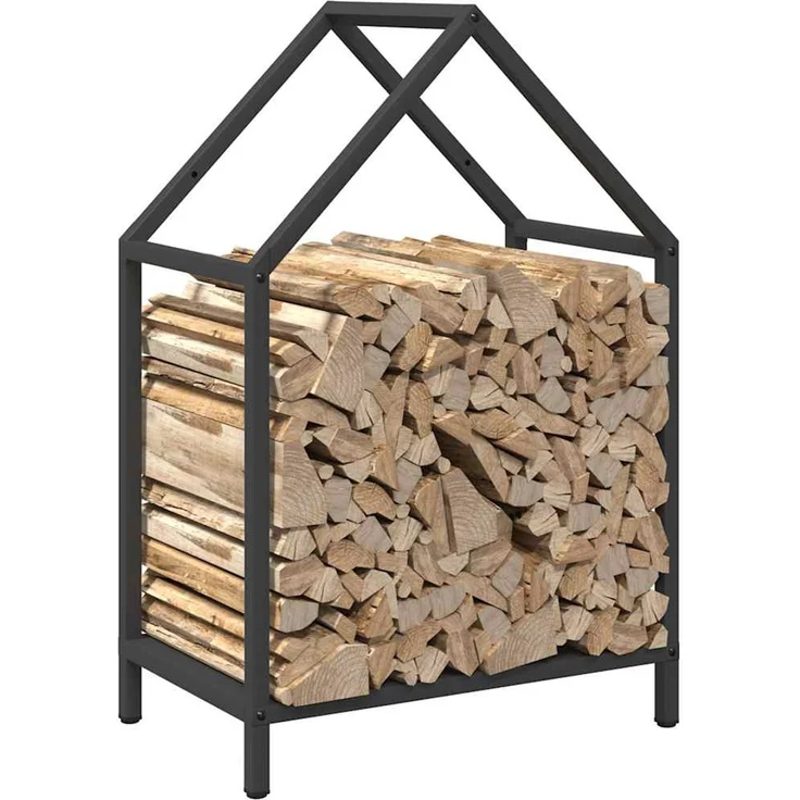 vidaXL Brennholzregal Schwarz 40x25x60 cm Kaltgewalzter Stahl 864291 – Bild 3