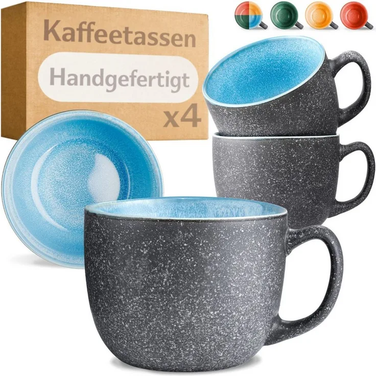 Cosumy Cappuccinotasse Kaffeetassen 4er Set aus Keramik - 350ml, 4-tlg, Keramik, Warm