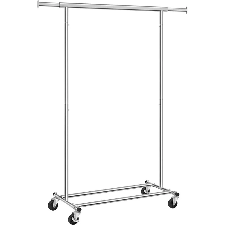 Songmics klappbarer Kleiderständer mit Rollen, ausziehbar, verchromtes Stahlrohr silber, 92-132 x 160 x 45,4 cm – Bild 1