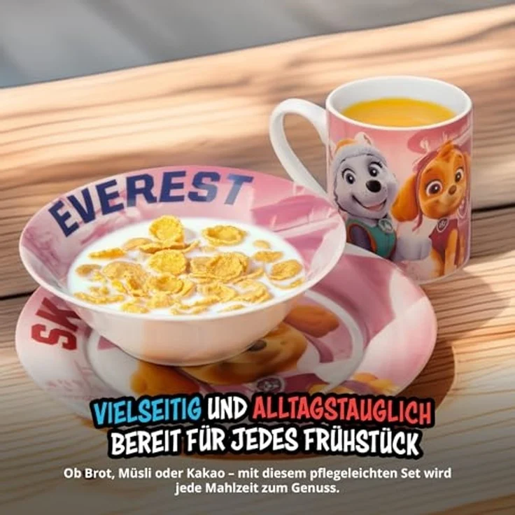 United Labels® Frühstücks-Geschirrset Paw Patrol - Just yelp for help - Skye, Everest, Liberty -Set, 3-tlg, 1 Personen, Porzellan – Bild 3
