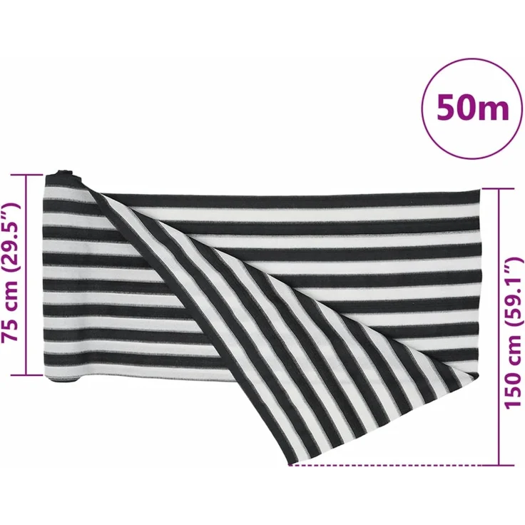 vidaXL Zaunblende Anthrazit und Weiß 1,5x50 m HDPE 195 g/m² 4003697 – Bild 7