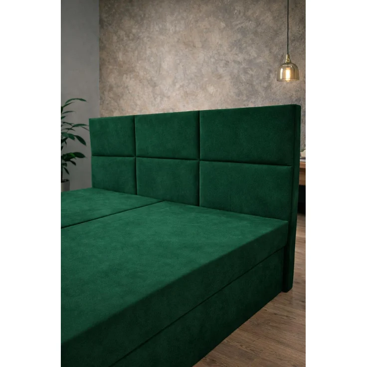 KRISAN MÖBEL Kontinentalbett DREAM2 Dunkelgrün mit 2 Bettkasten und ergonomischem Topper, Bonell-Federkern Matratze Grün, 160 x 200 cm – Bild 3