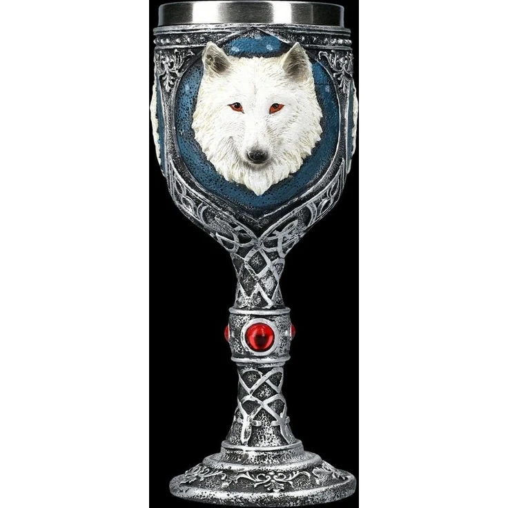 Vogler 816-1978 Weißer Wolf keltischer Kelch mit Metalleinsatz Weinkelch – Bild 5