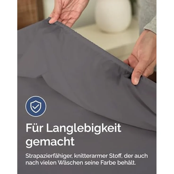 Spannbettlaken 120x190 cm Dunkelgrau - 40cm (16") Tiefe Tasche - Premium Mikrofaser Spannbetttuch - Weich und Knitterfrei - Atmungsaktiv, Hypoallergen und Oeko-TEX Standard 100 Zertifiziert – Bild 6