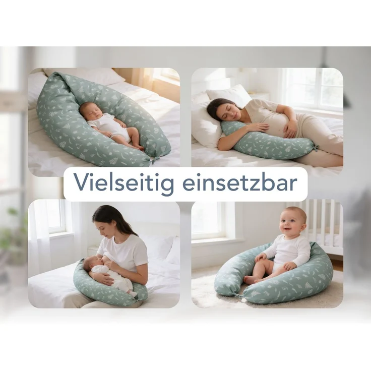 XDREAM Stillkissen Schwangerschaftskissen, Lagerungskissen, mit weichem Microfaserbezug, 1-tlg, XXL Stillkissen, Seitenschläferkissen mit Bändern zum Knoten, 190 cm – Bild 4
