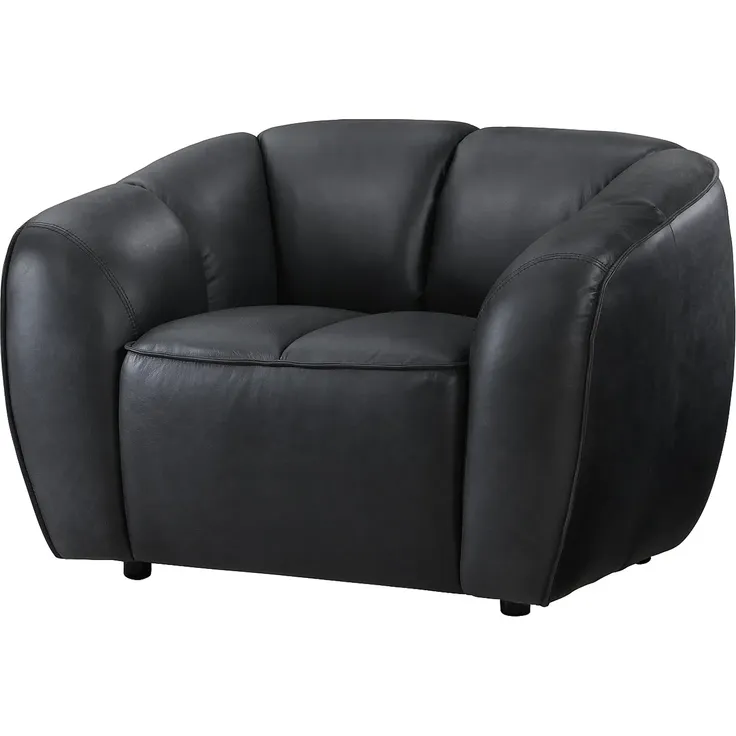 Vente-unique - PRADONI Sessel Leder Schwarz - B 90 cm x H 77,5 cm x L 111,5 cm – Bild 3