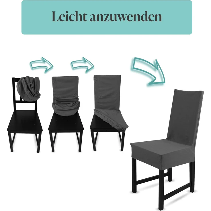 Stuhlhusse kurz - Baumwolle Silber - 2er Pack – Bild 7