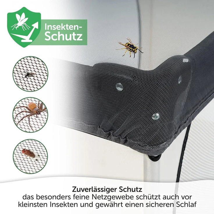Zamboo Baby-Reisebett Universal - Grau, Insektenschutz / Mückennetz für Baby Reisebett Moskitonetz Babybetten – Bild 2