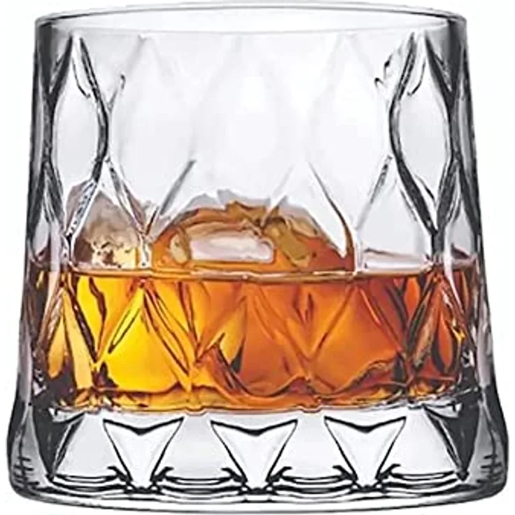 Pasabahce Gläser-Set Leafy Whiskeyglas, 4-tlg, Glas, ideal für Whisky, Bourbon & Cocktails, 300ml, 4er Set