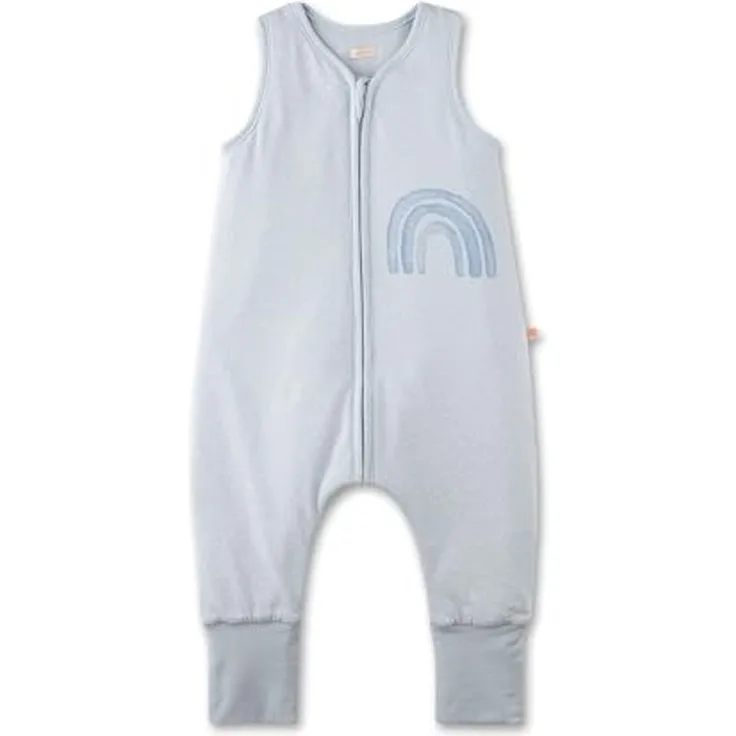 SANETTA Baby-Schlafsack mit Füßen Blau | Praktischer und bequemer Unisex-Schlafsack aus Bio-Baumwolle. Baby-Schlafsack mit Reißverschluss und Regenbogen-Print | Baby Sleeping Bag