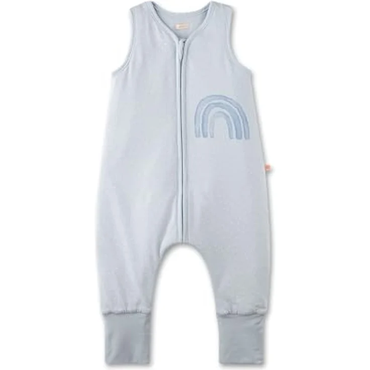 SANETTA Baby-Schlafsack mit Füßen Blau | Praktischer und bequemer Unisex-Schlafsack aus Bio-Baumwolle. Baby-Schlafsack mit Reißverschluss und Regenbogen-Print | Baby Sleeping Bag – Bild 1