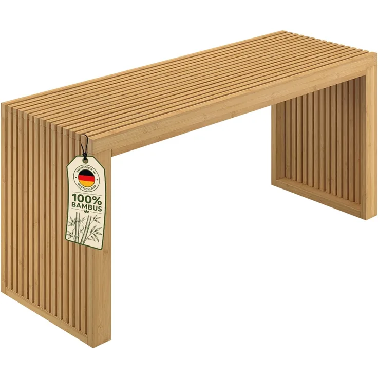 Bellamio 'Sava' Sitzbank, Bambus, natur, Holzbank ohne Lehne, 45x33x100 cm, bis 250 kg belastbar