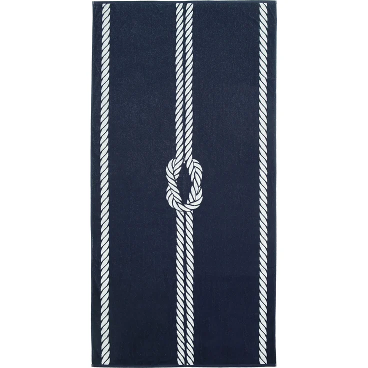 ZOLLNER Strandtuch XXL aus Baumwolle, 100x200 cm, marine-weiß – Bild 1
