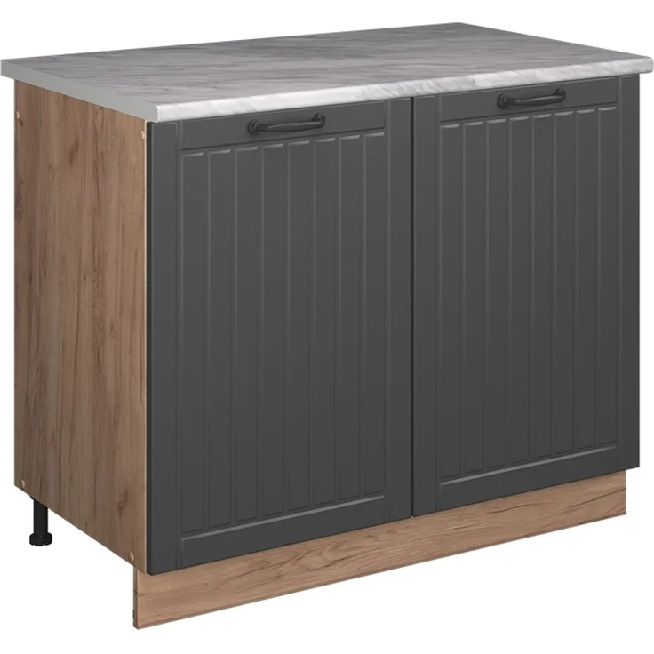 Spülenunterschrank Fame-Line Dunkelgrau/Goldkraft Eiche 100 cm, AP Marmor Vicco – Bild 1